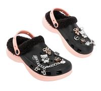 CityComfort Zuecos Invierno con Forro Sherpa, Pantuflas Niña y Adolescentes, Zapatillas Casa Niños Charms Extraíbles, Regalos Niños (Negro con Charms, 34 EU)