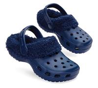 CityComfort Zuecos Invierno Niña con Forro Sherpa, Clogs Cómodas, Zapatillas Casa Calentitos para el Frío, Regalos Niños (Azul Marino sin Charms, 32 EU)