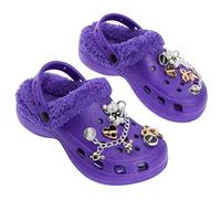 CityComfort Zuecos Invierno Niña con Forro Sherpa, Clogs con Charms Extraíbles, Zapatillas Casa Calentitos para el Frío (34 EU, Morado)