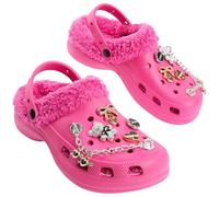 CityComfort Zuecos Invierno Niña con Forro Sherpa, Clogs con Charms Extraíbles, Zapatillas Casa Calentitos para el Frío (31 EU, Rosa Fuerte)
