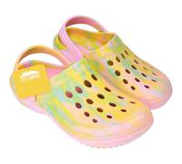 CityComfort Zuecos Mujer Verano Tie Dye Zapatillas de Casa con Correa Zuecos de Trabajo Playa Piscina o Jardineria Regalos para Mujer (39/40 EU, Amarillo Tie Dye)