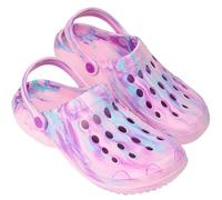 CityComfort Zuecos Mujer Verano Tie Dye Zapatillas de Casa con Correa Zuecos de Trabajo Playa Piscina o Jardineria Regalos para Mujer (37/38 EU, Morado Tie Dye)
