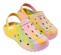 CityComfort Zuecos Niña Zapatillas Casa Niño Verano sin Cordones Tie Dye Chanclas Cerradas Niña con Correa para Playa Piscina Cocina (30/31 EU, Amarillo Tie Dye)