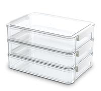 Citylife 3 cajas de almacenamiento de acrílico con tapa, apilables, transparentes, para organizar papel A4, lápices de acuarela, documentos, oficina, fotos (grande)