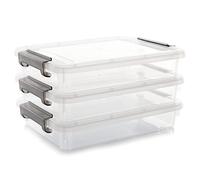 Citylife 4.5L-3er Set Caja de almacenaje a4 con tapa, Cubos de almacenaje de plástico Caja de archivo transparente para organizar papel A4, foto, documento, oficina, 37x26x7cm