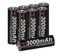 CITYORK 3000mAh AA NI-MH Baterías Recargables de Alta Capacidad 1200 ciclos Paquete de baterías Recargables AA con Estuche de Almacenamiento [Paquete de 8]
