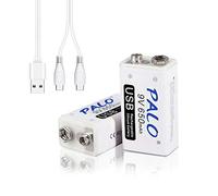 CITYORK 9V USB Pilas Recargables, Paquete de 2 650mAh Li-Ion Bateria con Micro USB Cables, Precargada Baja Autodescarga, para Micrófonos, Alarma de Humos, Juguetes electrónicos, Walkie Talkie