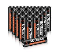 CITYORK AA Pilas Recargables 20 Piezas - AA 600mAh 1.2V NI-MH Baterías Recargables, Precargadas, Baja Autodescarga Ideal para Luces Solares, Control Remoto, Juguetes Eléctricos
