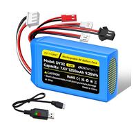 CITYORK Batería recargable Lipo RC de 7,4 V/1250 mAh con conector JST y PH2.0 y conector SM-3P y MX2.0, batería para WLtoys RC Cars A949 A959 A969 A979 K929 and Most 1/10 1/16 1/18 1/24 RC Truck