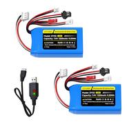 CITYORK Batería recargable Lipo RC de 7,4 V/1250 mAh con conector JST y PH2.0 y SM-3P y MX2.0 para WLtoys RC Cars A949 A959 A969 A979 K929 y Most 1/10 1/16 1/18 (2 unidades) 1/24 Batería de camión