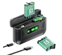 CITYORK Cargador de 3 Ranuras y 2 baterías de 2400 mAh compatibles con la GoPro Hero 13; batería para el Kit de Cargador de la GoPro Hero 13, con Pantalla LCD y Cable USB
