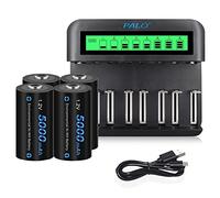 CITYORK Juego de Cargador de batería LCD - para baterías AA AAA C D baterías NI-MH/NI-CD - con baterías NI-MH C 4000mAh (4 Piezas)
