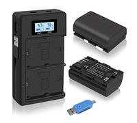 CITYORK LP-E6 Juego de Cargador de Batería Recargable, Paquete de 2 Baterías de 2000 mAh Compatible con Canon EOS 5D Mark II, III, IV, 5DS, 5DS R, 6D, 60D, 6D Mark II, 7D, 7D Mark II, 70D, 80D