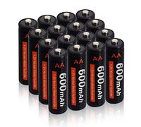 CITYORK Pilas AA 600mAh Recargables, Paquete de 16 Ni-MH Baterías Recargables de Baja Auto-Descarga para Las Luces Solares de Jardín