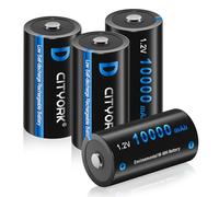 CITYORK Pilas D Recargables 8000mAh - 1.2V Ni-MH Batería de Tamaño D de Alta Capacidad Baterías Recargables de Celda D de Alta Calificación con Caja de Almacenamiento (Paquete de 4)