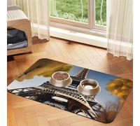 Cityscape Paris - Alfombrilla de alimentación para mascotas, diseño de la Torre Eiffel de Francia, absorbente, antideslizante, de piel sintética, para perros y gatos, parte inferior de goma