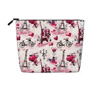 Cityscape Paris - Bolsa de maquillaje con estampado de la Torre Eiffel de Francia para mujer, bolsa de cosméticos portátil, organizador de maquillaje de viaje, Black, Talla única