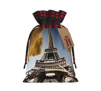 Cityscape Paris - Bolsa de regalo con diseño de la Torre Eiffel de Francia con cordón para envolver bolsas de Navidad, regalos de fiesta