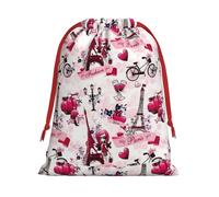 Cityscape Paris - Bolsa de regalo con diseño de la Torre Eiffel de Francia con cordón suave y cinta roja, duradera para Navidad, Halloween, regalo para adultos