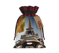 Cityscape Paris - Bolsa de regalo de arpillera con cordón, diseño de la Torre Eiffel de Francia, bolsa de regalo de tela artística, perfecta para ocasiones festivas