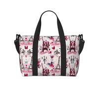 Cityscape Paris - Bolsa de viaje con diseño de la Torre Eiffel de Francia, bolsa de viaje para artículos personales, para viajes, gimnasio, deportes, fin de semana, Black, Talla única