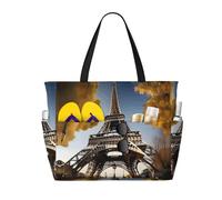 Cityscape Paris - Bolsa de viaje de gran capacidad con estampado de la Torre Eiffel de Francia para mujer, para playa, viajes, gimnasio, vacaciones