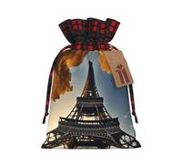 Cityscape Paris - Bolsas de regalo con diseño de la Torre Eiffel de Francia con cordón de Navidad, bolsa de regalo, bolsa de caramelos, bolsas de boda, 17,5 x 12 cm