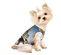 Cityscape Paris - Camiseta para mascotas con estampado de la Torre Eiffel de Francia, chaleco sin mangas para cachorros pequeños, gatitos, uso en interiores y exteriores