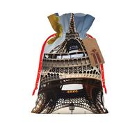 Cityscape París Torre Eiffel de Francia, bolsa de regalo ecológica con cordón, bolsas de regalo para vacaciones, regalos de fiesta, bolsas de regalo