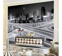 Ciudad Arquitectura Nightscape Blanco Y Negro Arte Vintage 3D Papel Pintado Pared Fácil Instalación Oficina Sala Estar Sofá Dormitorio TV Fondos Decoración-350cm×256cm