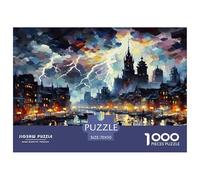 Ciudad bajo Rayos Puzzle De 1000 Piezas, Juego Educativo, Desafío, Clásicos para Adultos Y Niños A Partir De 12 Años Imposible Rompecabezas - Decoración del Hogar 70x50cm/1000pcs