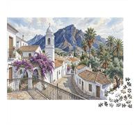 Ciudad Blanca EspañolaRompecabezas Clásico De 1000 Piezas Cartón Reciclado Pueblo Andaluz Coordinación Ojo-Mano, Tiempo Libre, Regalo De Cumpleaños para Adolescentes 12+ 52x38cm/1000pcs