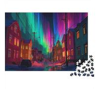 Ciudad Color Arco Iris Rompecabezas para Adultos |Luz de la Calle| 1000pcs (75x50cm) Juegos Educativos De Decoración del Hogar
