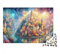Ciudad de Hadas de Riverside bajo el Cielo Estrellado Puzzle De 1000 Piezas Ciudad soñadora Desafiante Y De Ingenio para Todas Las Edades 52x38cm/1000pcs