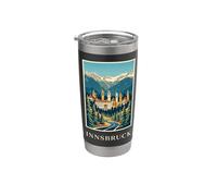 Ciudad de Innsbruck, Austria, Arte de viajes de montaña alpina Vaso térmico de acero inoxidable de doble pared