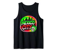 Ciudad de México Graffiti Skyline con motivo de cactus de calavera de azúcar Camiseta sin Mangas