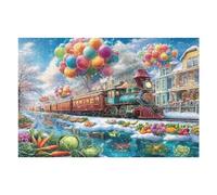 Ciudad de Navidad en la Nieve Rompecabezas 1000 Piezas Cartón para Principiantes Días Lluviosos para Pasar Tiempo Vacaciones Fines De Semana Regalo Cumpleaños 1000 PCS