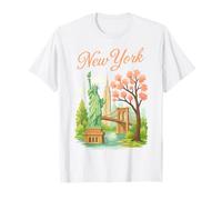 Ciudad de Nueva York Liberty Brooklyn Bridge Skyline Gráfico Camiseta