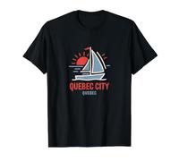 Ciudad de Quebec, velero, Puesta de Sol, diseño Camiseta gráfica económica, Hombre, Negro, S