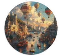 Ciudad del Agua de Venecia 1000p Rompecabezas Redondo Adultos-Niños Scenery Circular Puzzle Niños: 3D Cartón Juego Familiar Impossible Regalos 1000pcs (67.5x67.5cm)