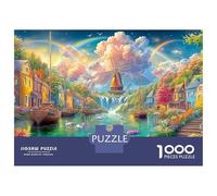 Ciudad del Canal con Molino de Viento y cisnes Puzzle De 1000 Piezas Molino de Viento Colorido Educativo Y Desafiante, Regalo para Todos 38x26cm/1000pcs