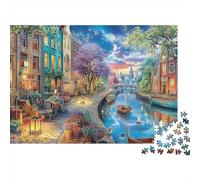 Ciudad del Canal Extra Thick Cardboard Vista de la Ciudad Imprimir Jigsaw Puzzle Bundle Stress Relief for Family Puzzle Enthusiasts Age 12 Years Up 70x50cm/1000pcs