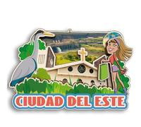 Ciudad Del Este Paraguay - Imán 3D para nevera de madera, recuerdo de ciudad, recuerdo, calcomanías para nevera, hogar, cocina, pizarra blanca