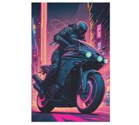 Ciudad del Futuro de Neón Puzzle de Madera 1000 Piezas, DIY, Divertido Puzzles para Adultos Y Niños De 12 Años, 78×53cm