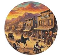 Ciudad del Oeste Atardecer Puzzle de 1000 Piezas Puzzle para Adultos Papel Relajación Familia Regalo Decoración Hogar 1000pcs (67.5x67.5cm)