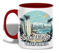 Ciudad Del Surf De San Diego Taza Con Asa Taza De Café Microondas Tazas De Desayuno Para Oficina Cacao Cappuccino 330Ml