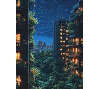 Ciudad Diamond Painting, 5D Diamond Painting Adultos Vista Nocturna, DIY Manualidades Adultos Kit Punto de Cruz, Cuadro Diamantes Cristal Bordado Artesanía, Decoración Hogar Regalo 60x70cm fjh-3189