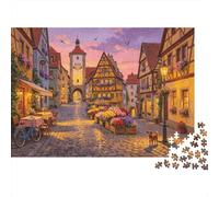Ciudad Europea Adulto Jigsaws 1000 Piezas Material Reciclado Brillo de la Tarde Puzzles Puzzle Game Props Accesorios para Juegos de Fiesta Excelente Idea de Regalo for Women 38x26cm/1000pcs