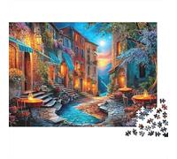Ciudad Europea Escena Nocturna Puzzle de 1000 Piezas para Adultos Juego de Puzzle 1000 Piezas Papel Decoración Familiar Relajación 70x50cm/1000pcs