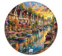 Ciudad Europea Junto al río Puzzle para Adultos Puzzle de 1000 Piezas Paisaje al Atardecer Relajación Familia 1000pcs (67.5x67.5cm)